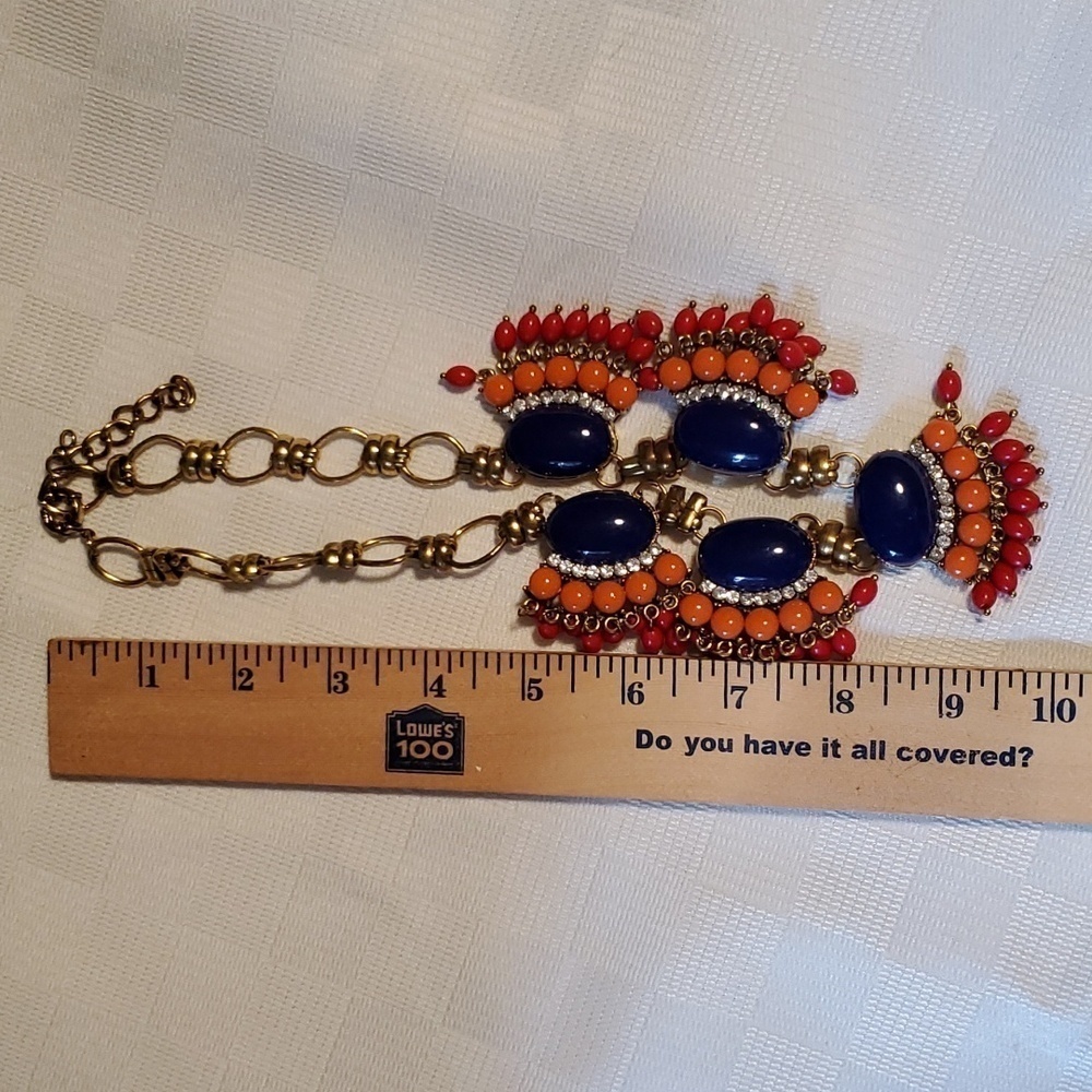 J.CREW Gold Tone FAN FRINGE Statement Necklace - Picture 6 of 6